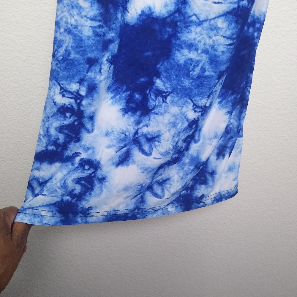 NWT:SHOSHO S/M BLUE Tie Dye Damask Fashion  Wide Leg  Palazzo Pants - Picture 6 of 9